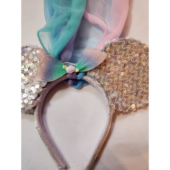 Princess Disney Ears with tulle veil train Mini Mouse Fairy sequin headband - Picture 2 of 7